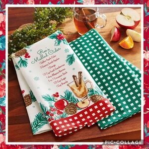 🌹 Pioneer Woman MULLED CIDER  Recipe 2020 Holiday Kitchen Towels (set of 2)